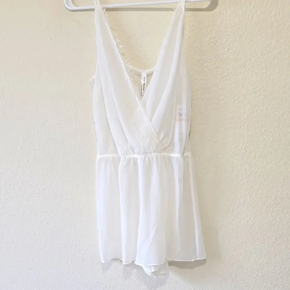FLORA NIZROOZ White Sheer Babydoll One Piece Shorts S